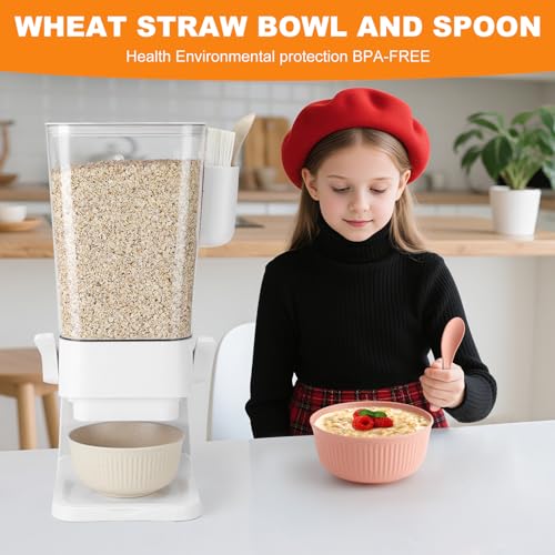 Osacoe Cereal Dispenser Countertop 2 Pack with Bowls Spoons Cutlery Box,5.5 QT Dry Food Dispenser Snack Organizer Containers Storage with Lids for Pantry Kitchen Organization Oatmeal Nut Granola Candy - Image 4