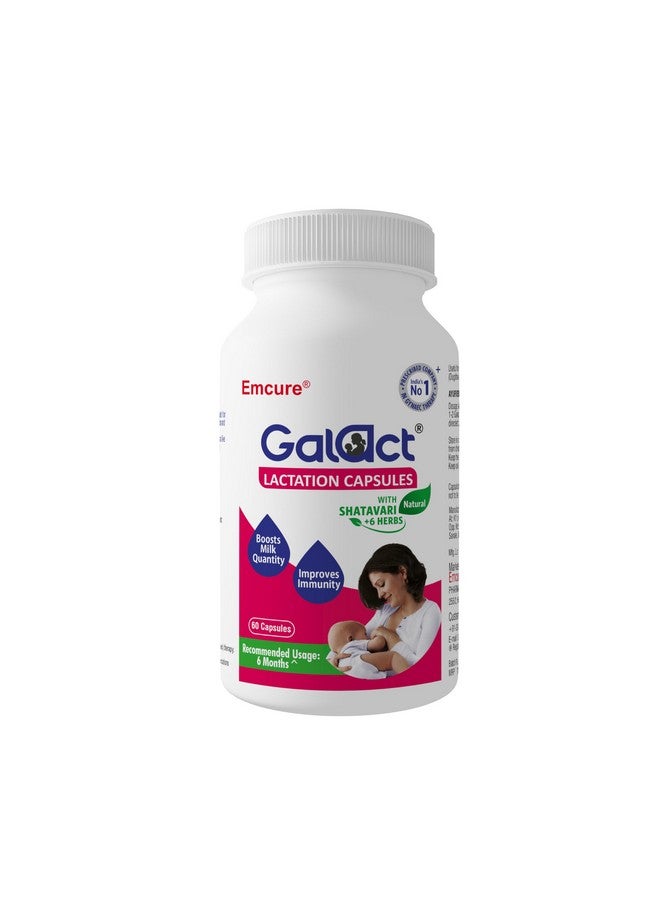 Galact Lactation Capsules - Breast Milk Booster & Lactation Supplement for Breastfeeding | Infused with Shatavari & 6 Natural Herbs | Increases Breast Milk Quantity | Pack of 60 Capsules - Image 1