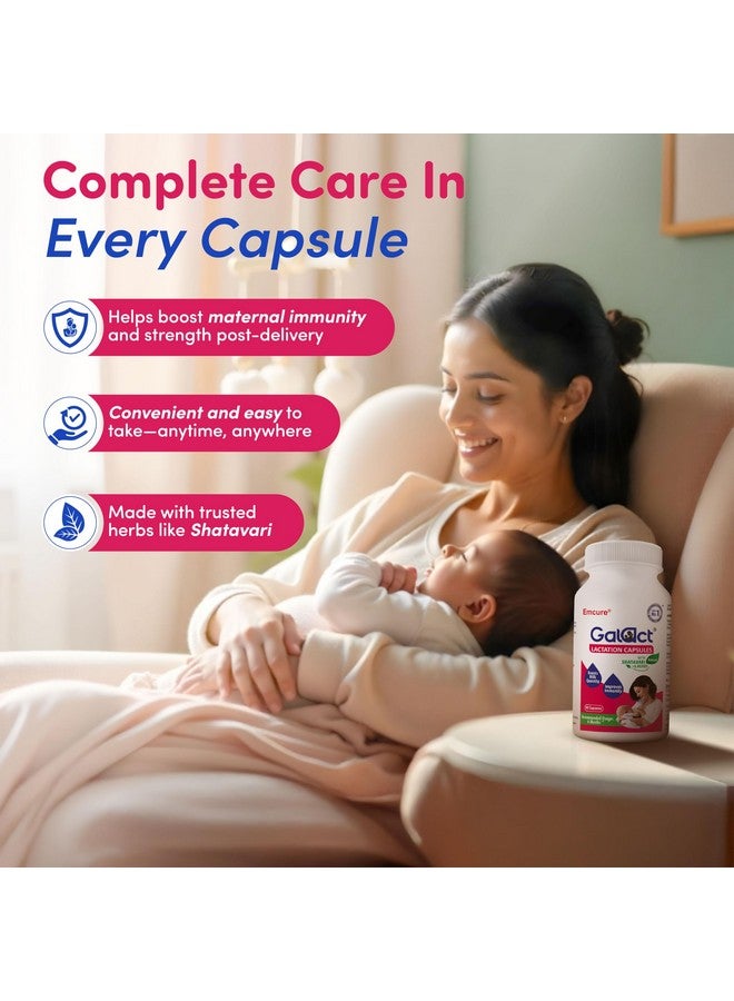 Galact Lactation Capsules - Breast Milk Booster & Lactation Supplement for Breastfeeding | Infused with Shatavari & 6 Natural Herbs | Increases Breast Milk Quantity | Pack of 60 Capsules - Image 5