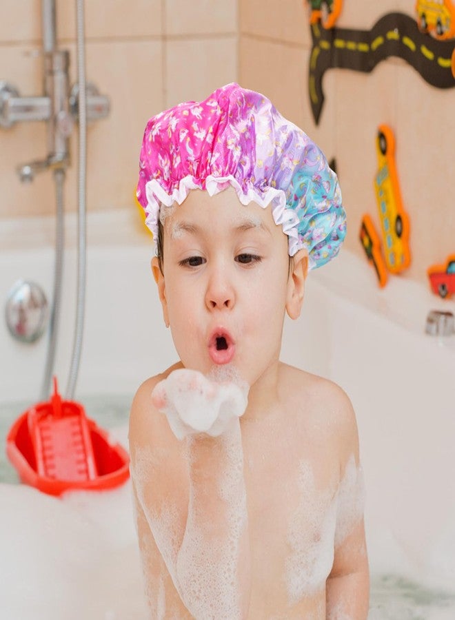 G2PLUS Cute Shower Cap for Children, 2PCS Reusable Bath Cap with Double Layer, Keep Hair Dry - Image 5