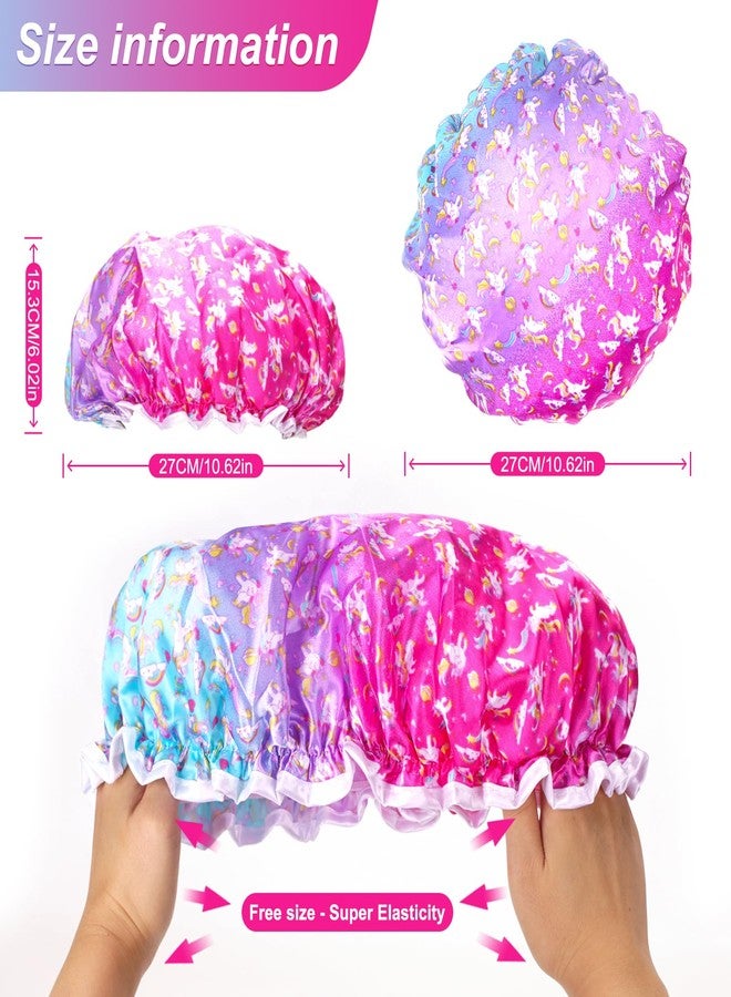 G2PLUS Cute Shower Cap for Children, 2PCS Reusable Bath Cap with Double Layer, Keep Hair Dry - Image 2