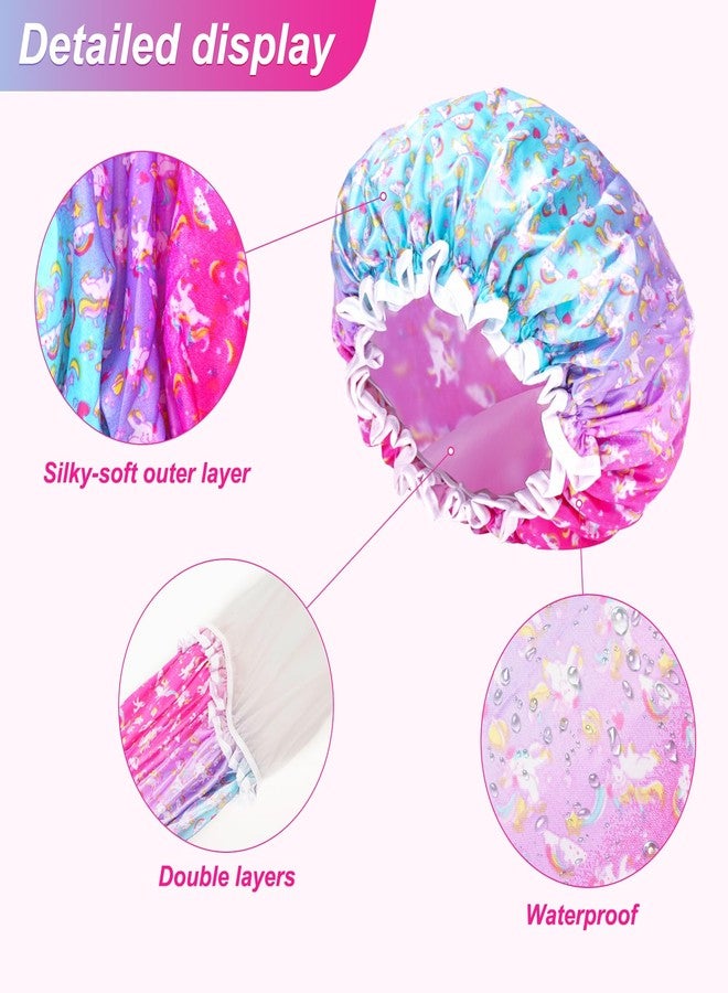 G2PLUS Cute Shower Cap for Children, 2PCS Reusable Bath Cap with Double Layer, Keep Hair Dry - Image 3