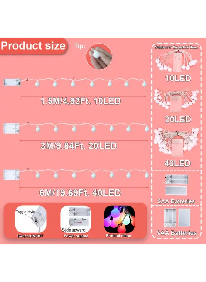 40 LED Battery Powered String Lights Warm Light Steady On Flashing for Parties Wedding Home Decor - Image 3