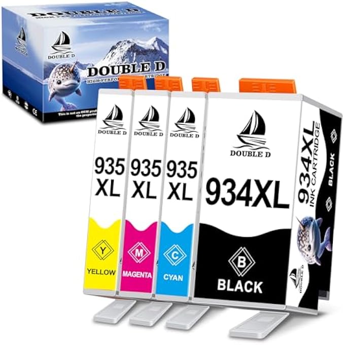 934 AND 935 INK CARTRIDGES COMPATIBLE REPLACEMENT FOR HP 934XL 935XL HIGH YIELD FOR HP OFFICEJET PRO 6830 6230 6835 6812 6815 6820 6220 6800 (1 BLACK,1 CYAN,1 MAGENTA,1 YELLOW) - Image 1