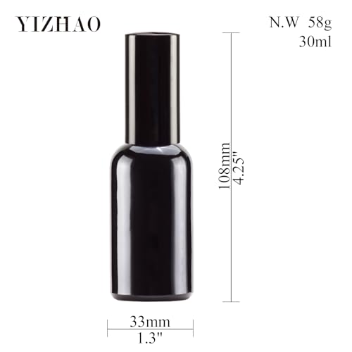 YIZHAO Black Glass Spray Bottles 1oz with Small Fine Mist Spray Metal Cap Refillable for Essential OilTravelCleaningPerfumeAromatherapyMakeup 6 Pcs - Image 5