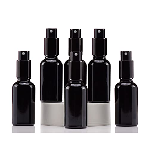 YIZHAO Black Glass Spray Bottles 1oz with Small Fine Mist Spray Metal Cap Refillable for Essential OilTravelCleaningPerfumeAromatherapyMakeup 6 Pcs - Image 2