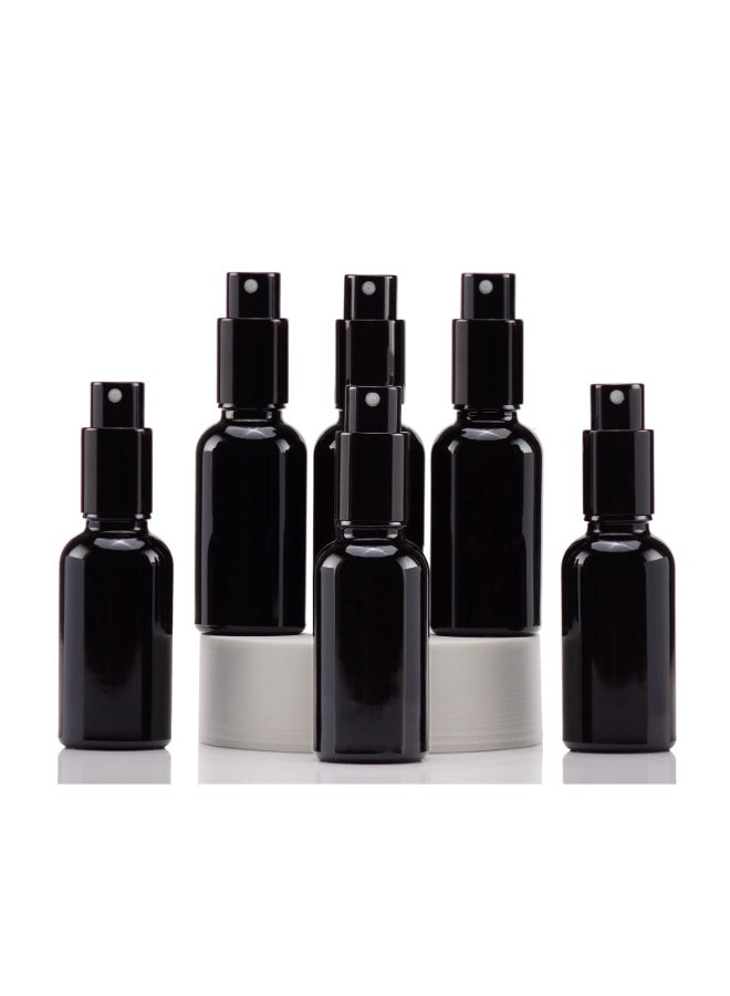 YIZHAO Black Glass Spray Bottles 1oz with Small Fine Mist Spray Metal Cap Refillable for Essential OilTravelCleaningPerfumeAromatherapyMakeup 6 Pcs - Image 3