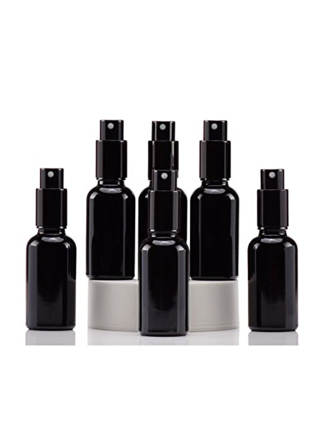 YIZHAO Black Glass Spray Bottles 1oz with Small Fine Mist Spray Metal Cap Refillable for Essential OilTravelCleaningPerfumeAromatherapyMakeup 6 Pcs - Image 1
