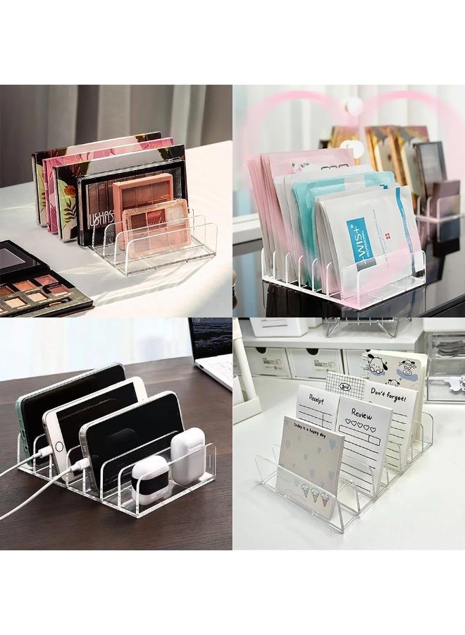 CHIYLE 2PCS Plastic Eyeshadow Palette Organizer, 7-Section Makeup Cosmetic Storage Holder Display Stand, Transparent Desktop Shelf - Image 5