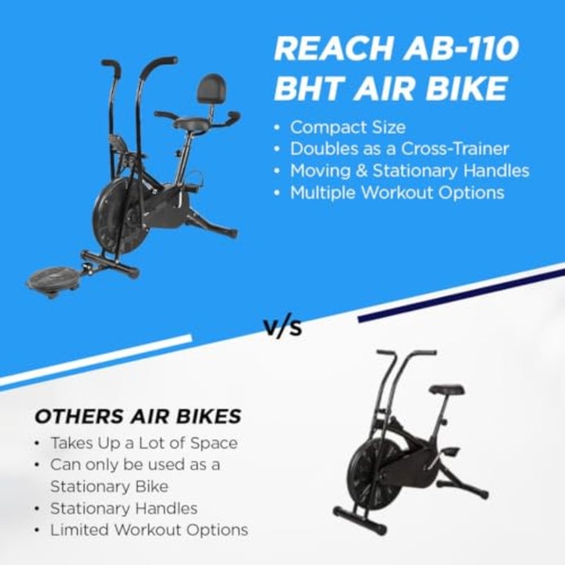 Air Bike Exercise Cycle With Moving Handles and Adjustable Cushioned Seat No-Cost EMI Available - Image 4