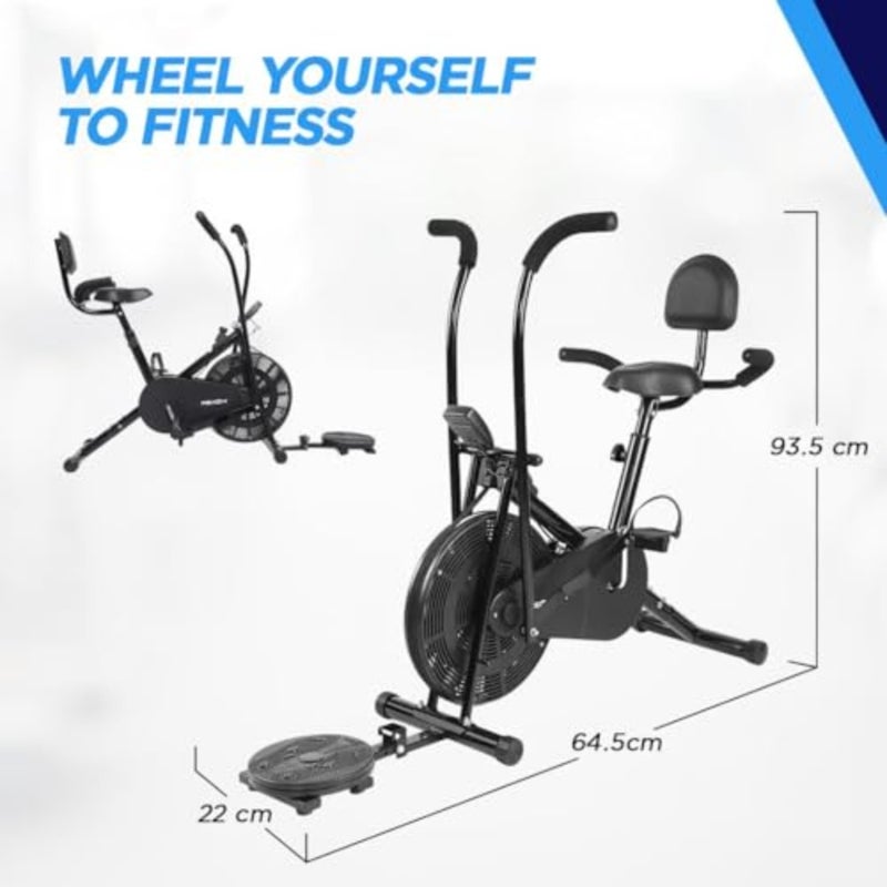 Air Bike Exercise Cycle With Moving Handles and Adjustable Cushioned Seat No-Cost EMI Available - Image 2