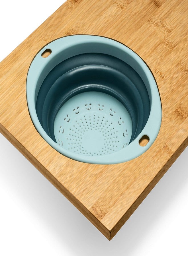 Homevative Over the Sink Bamboo Cutting Board with Collapsible/Removable Strainer and Phone Slots - Image 5