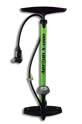 AerGun X-1000 Bike Pump – Unique AerTight Pump Head for Easiest use with Both Presta and Schrader Bicycle Pump Valves – Pressure Gauge – 160 PSI - Image 1