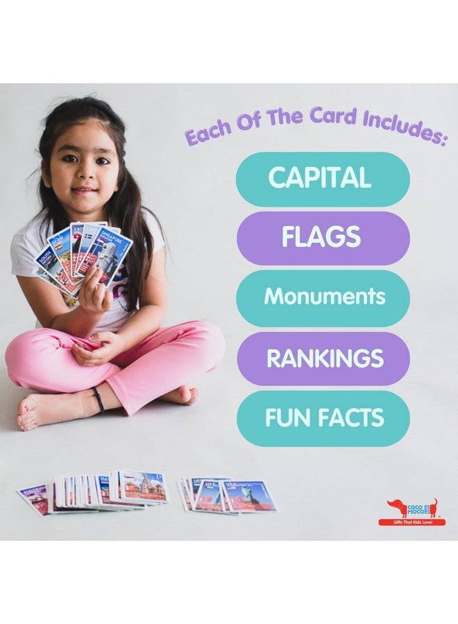 COCOMOCO KIDS Country Trump Card Game For Kids - Indoor Games For 6, 8+, 10 To 12 Years Boys Girls, Card Game For Kids 7 To 10 Years, Geography Educational Toy Birthday Return Gift For Kids