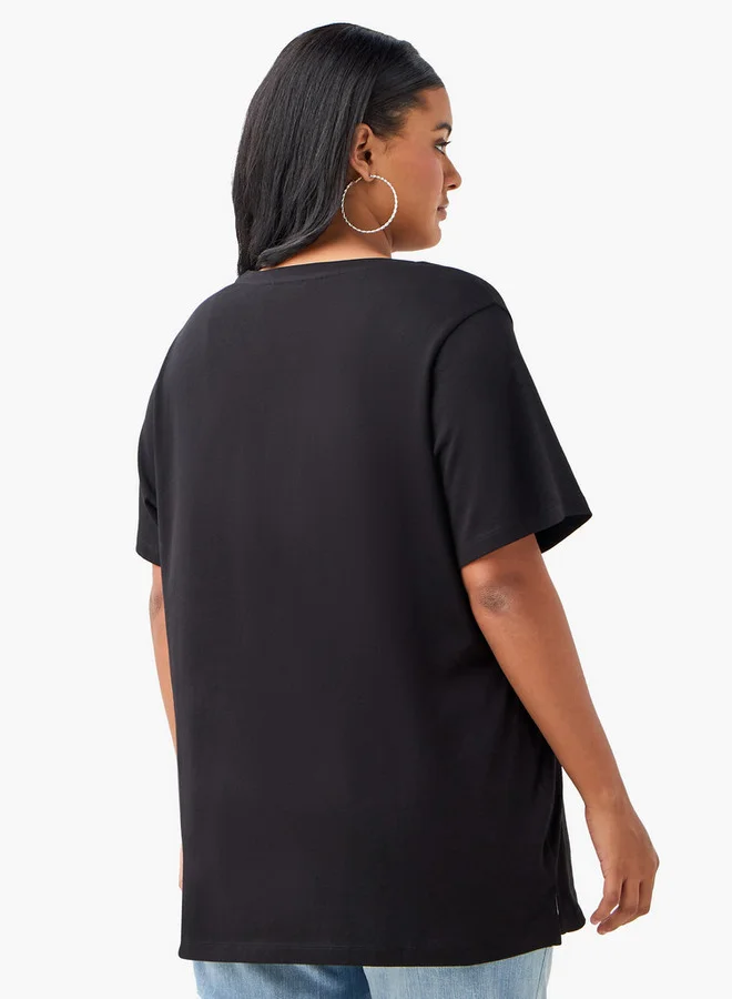 أولا بوبكن تيشيرت بياقة مستديرة وأكمام قصيرة بطبعة كرز من أولا بوبكن مقاس كبير