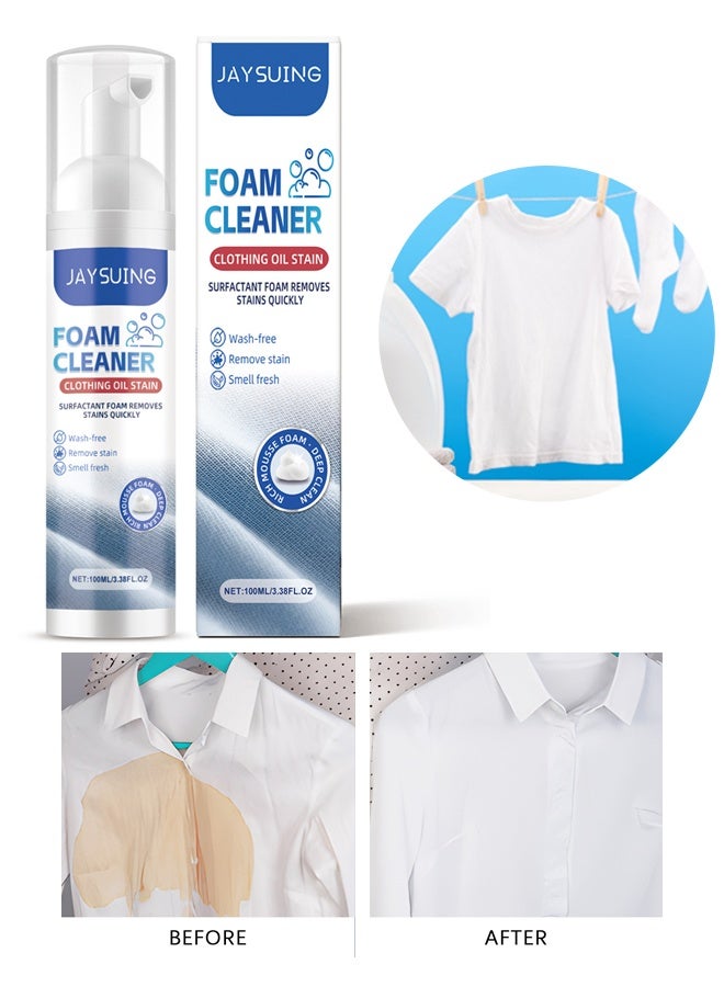 جايسوينغ منظف رغوة زيتية 100 مل للملابس - يزيل البقع العنيدة - يترك عطرا لتنظيف الغسيل - لعلاج بقع الغسيل المتبقية من الطعام والزيت والصلصة والقهوة وما إلى ذلك - منظف رغوي قوي لمزيل البقع - Image 1