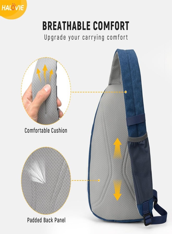 HALOVIE Anti Theft Crossbody Sling Bag RFID Travel Sling Backpack Lightweight Hiking Shoulder Chest Bag for Walking Work, Blue, Small - Image 4