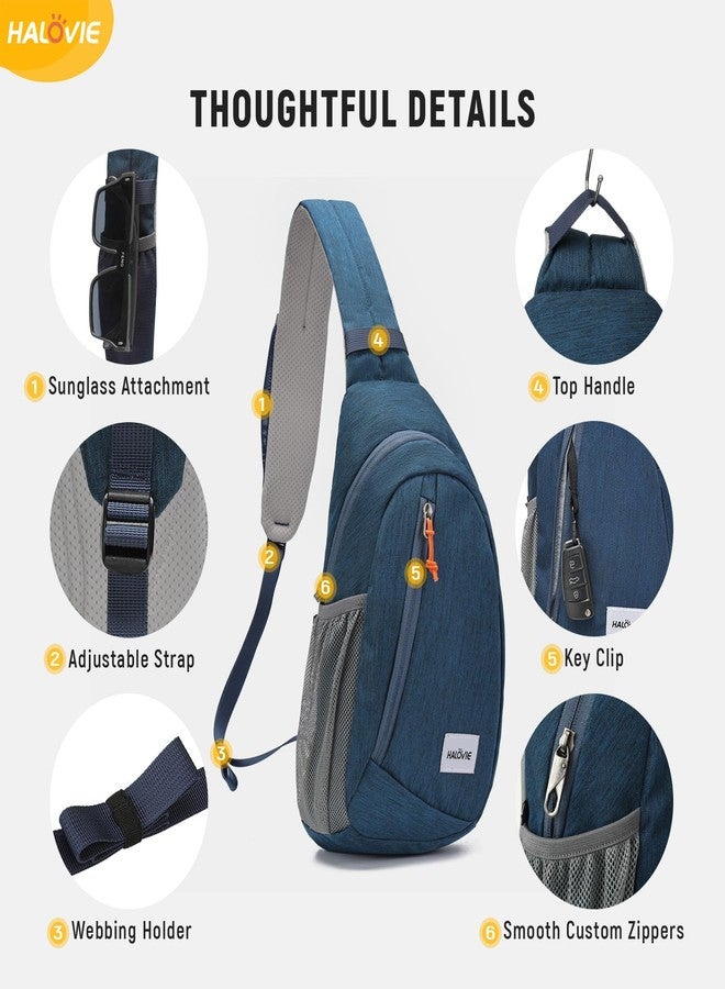 HALOVIE Anti Theft Crossbody Sling Bag RFID Travel Sling Backpack Lightweight Hiking Shoulder Chest Bag for Walking Work, Blue, Small - Image 5