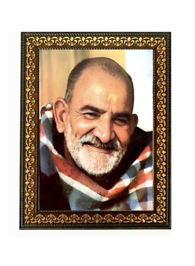 Bajaj Creations إطار صور ديني من خشب النيم كارولي بابا من باجاج كرييشنز، مناسب للمعابد وديكورات الجدران، مقاس صغير (6 × 8 بوصة)، مصنوع من الخشب المصنّع، متعدد الألوان - Image 1
