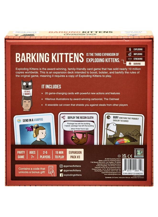 Exploding Kittens LLC Barking Kittens Expansion Set Easy Familyfriendly Party Games Card Games For Adults Teens & Kids 20 Card Addon  - Image 5