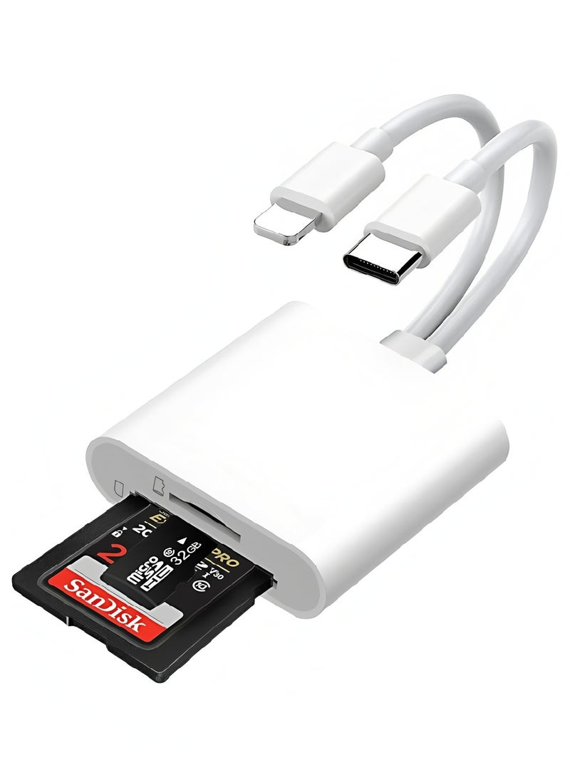 فليفيو قارئ بطاقة SD لكاميرا iPhone وiPad، قارئ بطاقة ذاكرة بفتحة مزدوجة يدعم بطاقة SD وTF، كاميرا مراقبة، محول بطاقة SD، قارئ بطاقة Micro SD محمول، التوصيل والتشغيل - Image 1