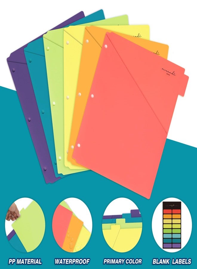 H4D Plastic Dividers for 3 Ring Binder, 6-Tab, Dividers with Two Pockets, Primary Colors, Letter Size, 1 Set - Image 5