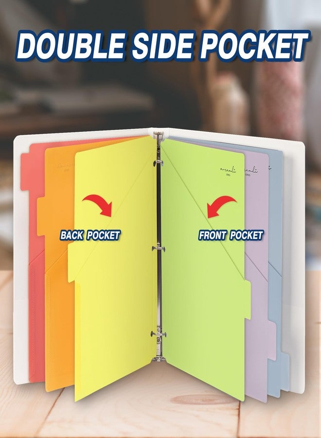 H4D Plastic Dividers for 3 Ring Binder, 6-Tab, Dividers with Two Pockets, Primary Colors, Letter Size, 1 Set - Image 4