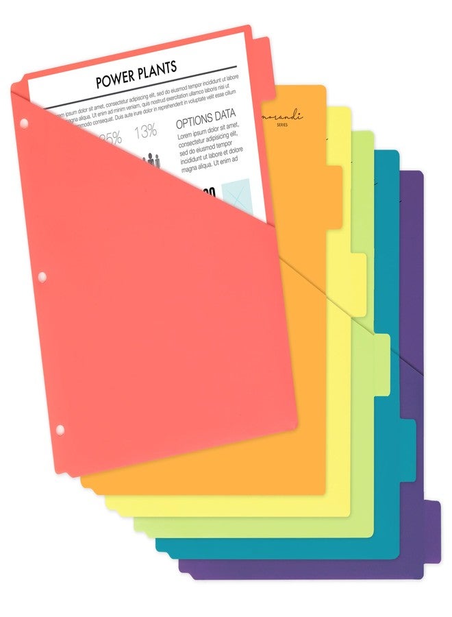 H4D Plastic Dividers for 3 Ring Binder, 6-Tab, Dividers with Two Pockets, Primary Colors, Letter Size, 1 Set - Image 1