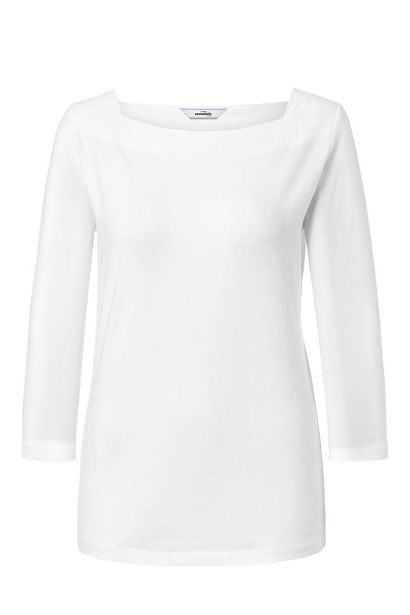 Tchibo Women Boat Neck 3/4 Sleeve Plain Top, White - Image 3
