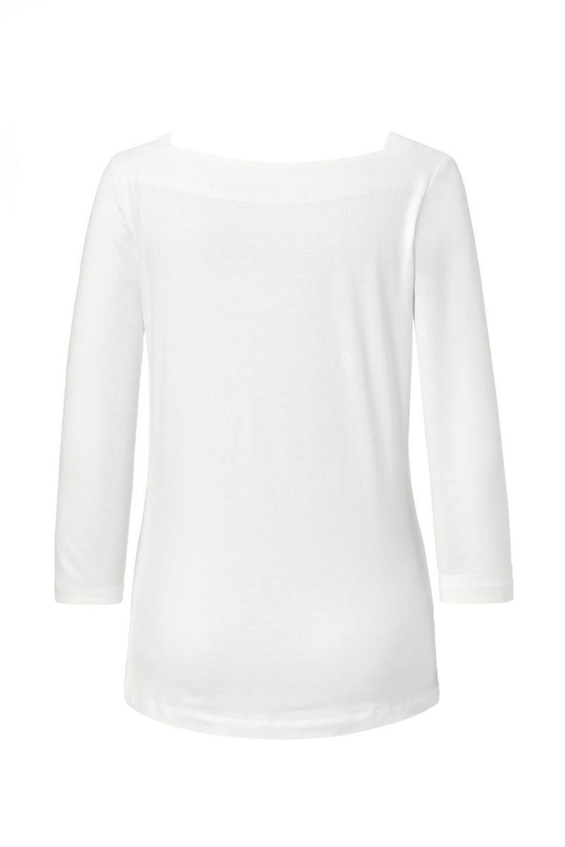 Tchibo Women Boat Neck 3/4 Sleeve Plain Top, White - Image 2