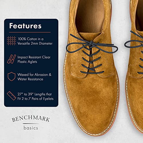 Benchmark Basics Navy Blue 33" Round Waxed Cotton Shoelaces | 2mm (5/64”) Width (33 Inches, Navy Blue) - Image 2