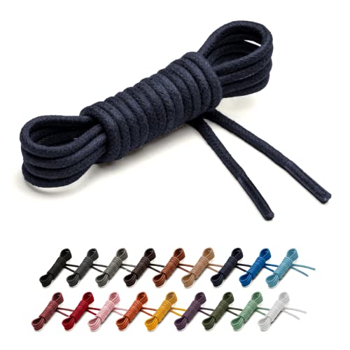 Benchmark Basics Navy Blue 33" Round Waxed Cotton Shoelaces | 2mm (5/64”) Width (33 Inches, Navy Blue) - Image 1
