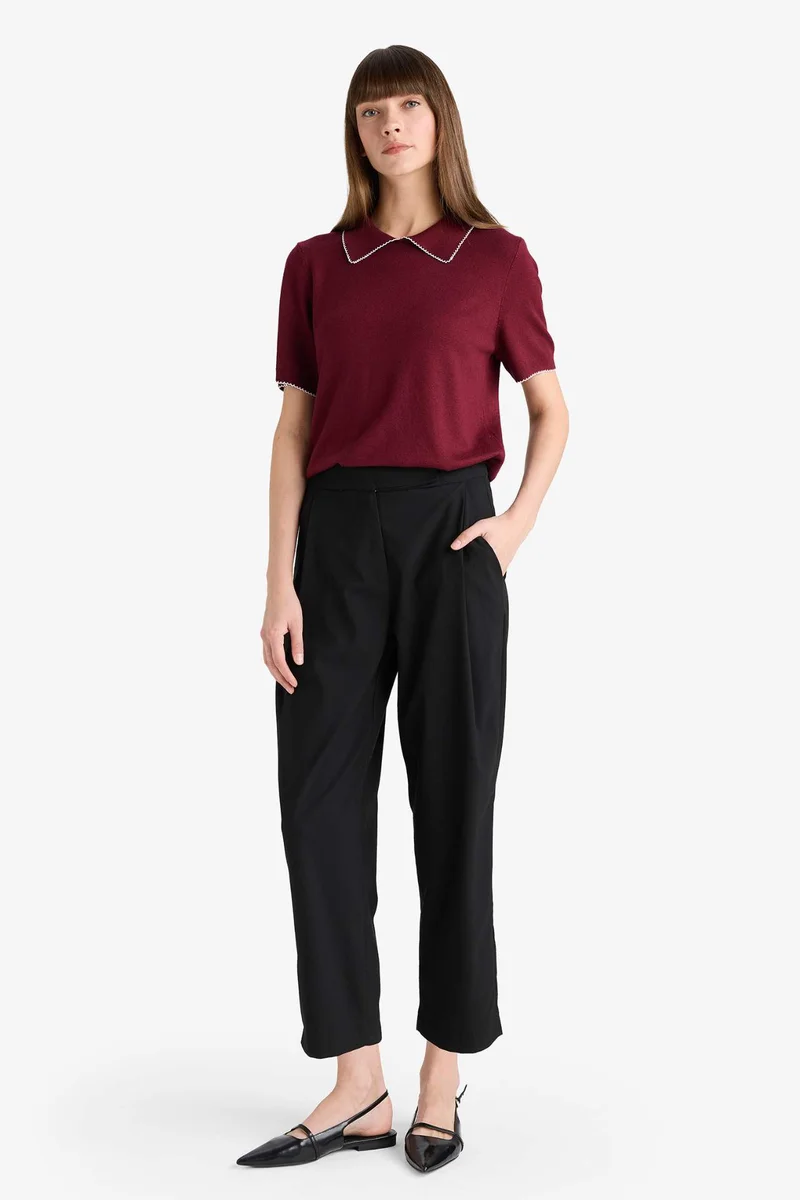 ديفاكتو Barrel Fit Crop Ankle Length Trousers