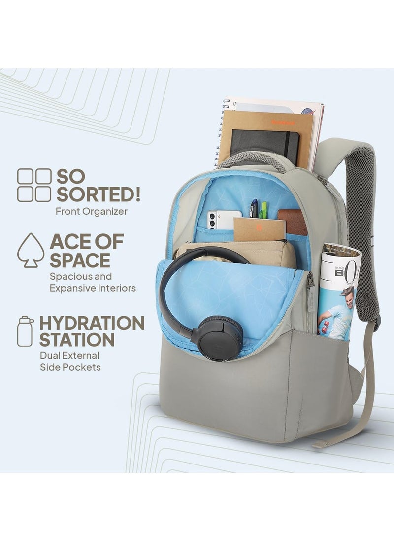 AMERICAN TOURISTER American Tourister New Bounce Style 01, 27L Volume College Backpack with Front Organizer and Spacious Interiors for Men & Women - Beige  - Image 3