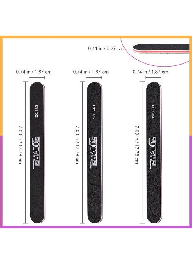 TsMADDTs 20 Pcs Nail Files Tsmaddts Nail Files Set Double Sided Emery Board For Natural Acrylic Nails 100180 120240 320800 Grit Professional Manicure Tools For Home Salon  - Image 3