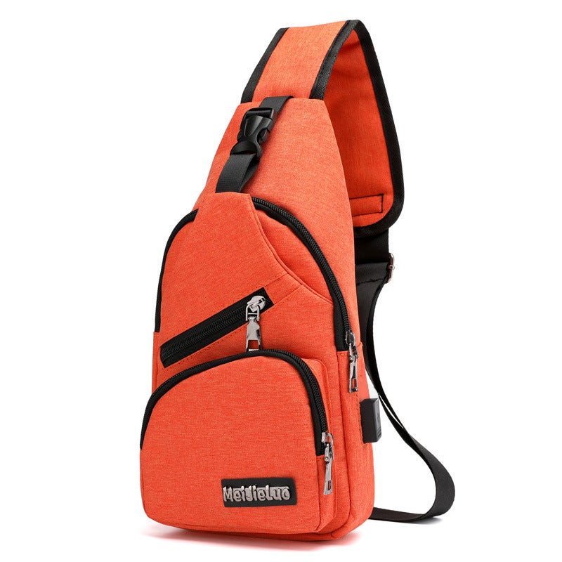 Printable Logo Casual Chest Bag New Simple Usb Rechargeable Men'S Shoulder Bag Sports Commuter Crossbody Bag - Image 1