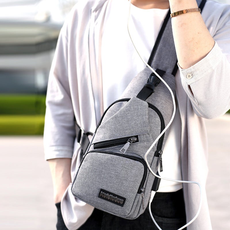 Printable Logo Casual Chest Bag New Simple Usb Rechargeable Men'S Shoulder Bag Sports Commuter Crossbody Bag - Image 2