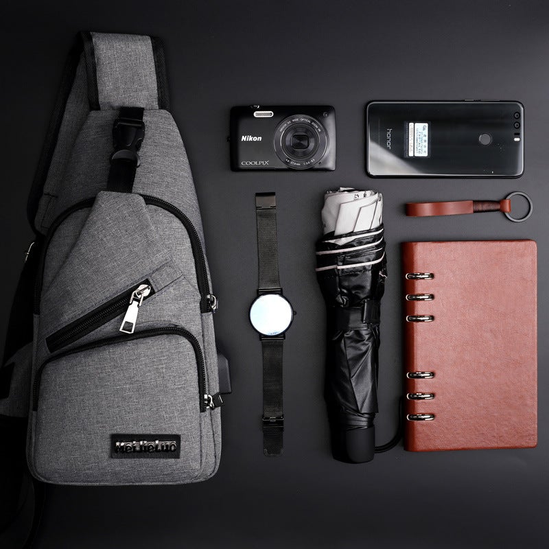 Printable Logo Casual Chest Bag New Simple Usb Rechargeable Men'S Shoulder Bag Sports Commuter Crossbody Bag - Image 4