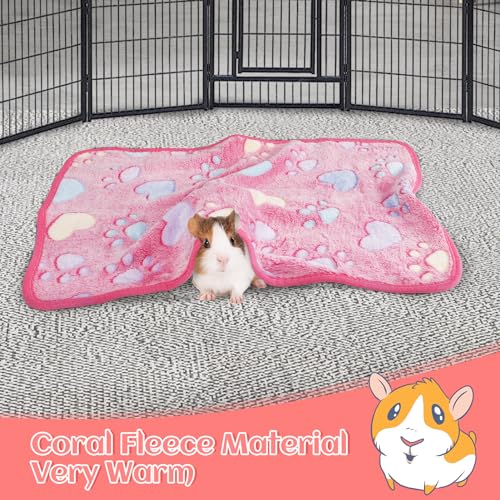 Alphatool Guinea Pig Blanket, 4 Pack Warm Soft Coral Fleece Small Animal Blankets Washable Pet Cage Liners Sleep Mat Pad Cover for Rabbit Hamster Dog Cat Ferret Chinchilla Hedgehog Bedding, 24" x 16" - Image 2