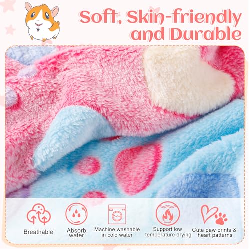 Alphatool Guinea Pig Blanket, 4 Pack Warm Soft Coral Fleece Small Animal Blankets Washable Pet Cage Liners Sleep Mat Pad Cover for Rabbit Hamster Dog Cat Ferret Chinchilla Hedgehog Bedding, 24" x 16" - Image 3