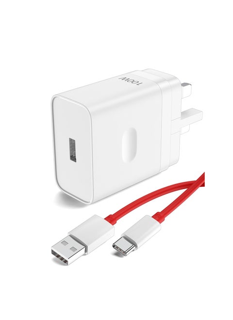 100W Warp Charger Compatible with Oneplus 13 12 12R 11 10 Pro 9 Pro 10T 10R 8T 8, Dash Charge 80W Power Adapter Compatible with Oneplus/ Oppo/ Realme Fast Wall Charger Adapter with 3ft USB C Cable