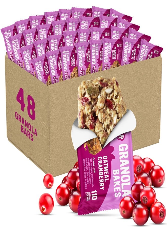 Cooper Street Oatmeal Cranberry Granola Bakes (48 Count) - Individually Wrapped Soft and Chewy Granola Bars Bulk - Low Sodium, Nut & Dairy Free - Perfect As Healthy Bulk Office or Classroom Snacks - Image 1