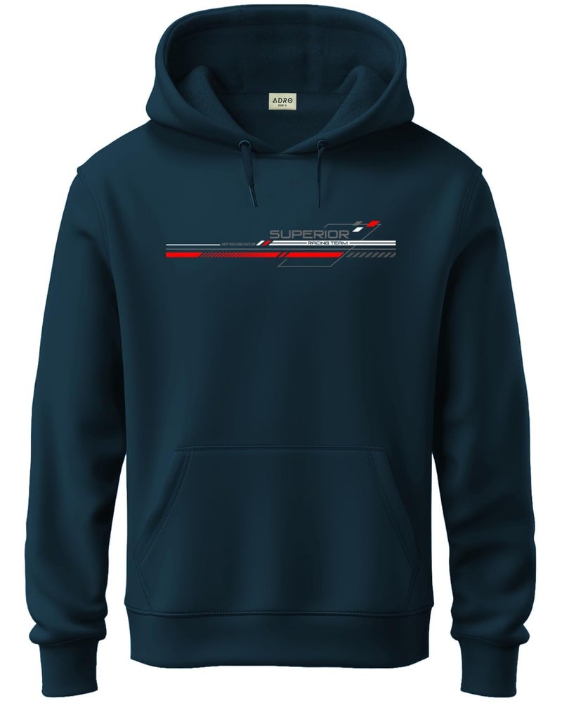 ADRO Men's Cotton Blend Neck Hooded Sweatshirt (H24-RAC-SB_Teal - Image 1