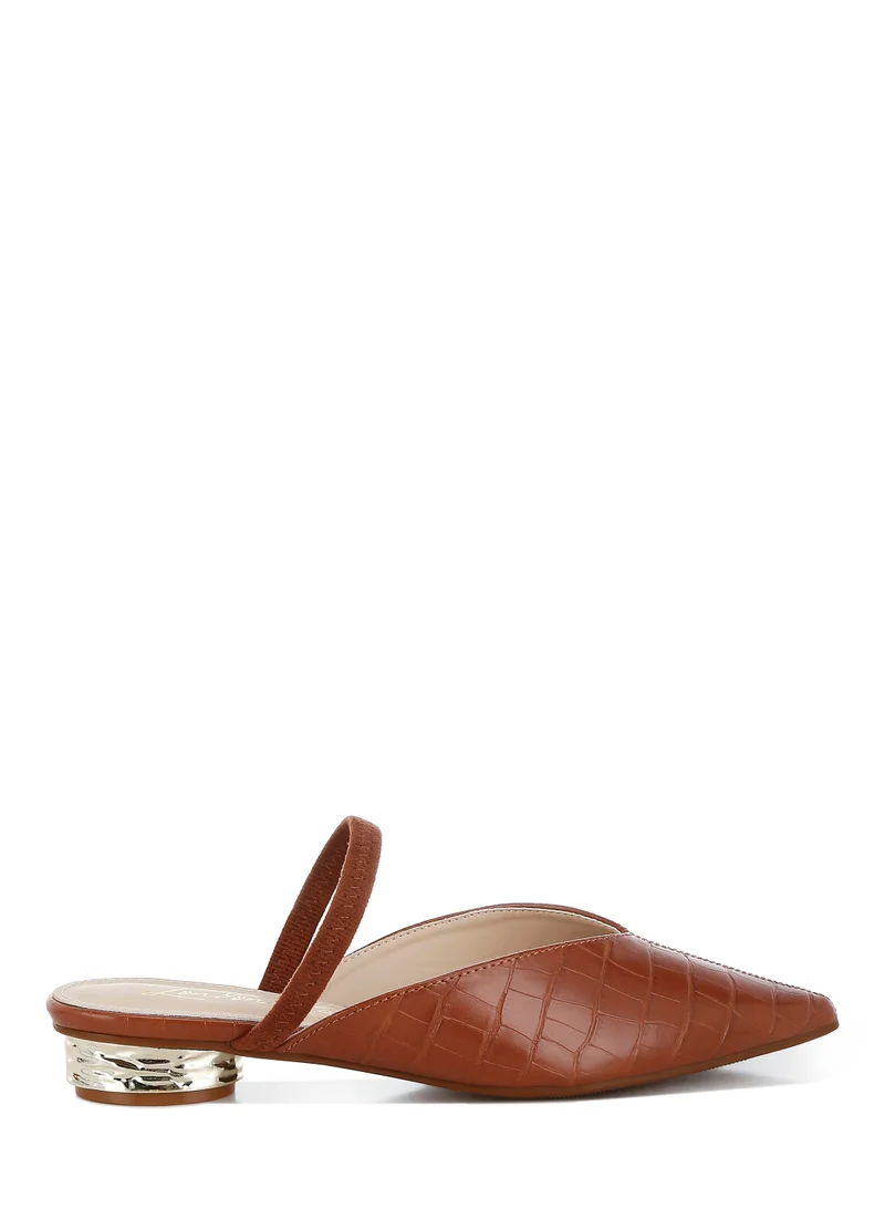London Rag Fantasy Heel Croco Mules in White