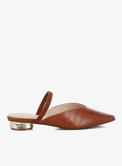 London Rag London Rag Women's Fantasy Heel Croco Mules in Tan
