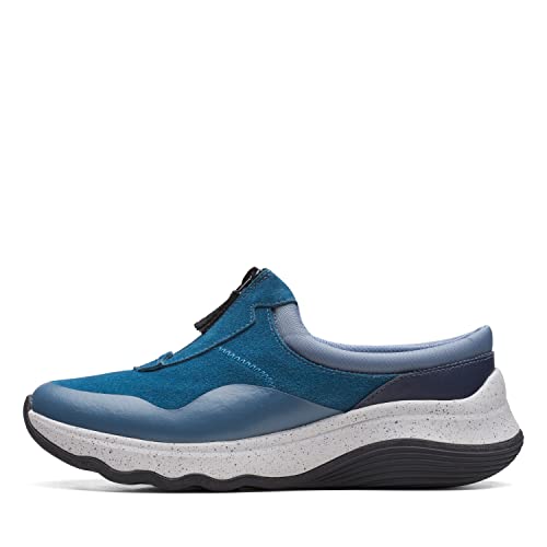 Clarks Women's Jaunt Way Clog, Blue Grey Suede, 8.5 Wide - Image 1