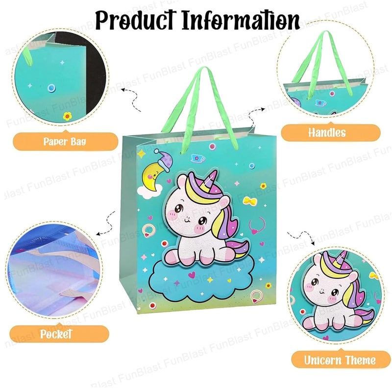 FunBlast Paper Bags for Gifts – Pack of 6 Pcs Paper Goodie Bags Small, Kraft Paper Bags with Handles for Birthday, Wedding, Party and Other Festivals - Random Color & Design - Image 3