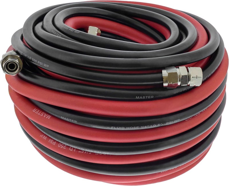 Master Airbrush Master Elite Series 50 Foot Air and Fluid Hose Assembly Set with Fittings for Spray Guns and Paint Pressure Pot Tanks - Image 1