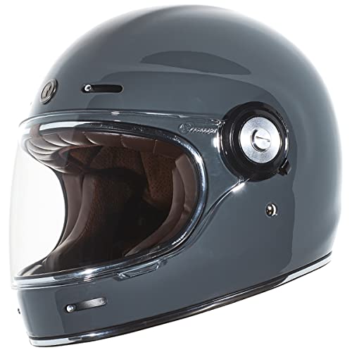 TORC T1 Unisex-Adult Retro Full face Motorcycle Helmets, Gloss Grey, Medium - Image 1