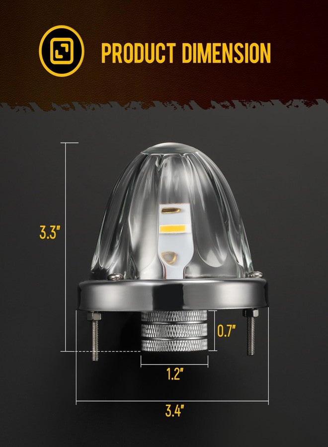Partsam 2Pcs Dual Color Amber/Purple LED Glass Lens Watermelon Lights [Patented], Turn Signal Marker Lights with Stainless Steel Bezel Compatible with Kenworth Peterbilt Freightliner - Image 5